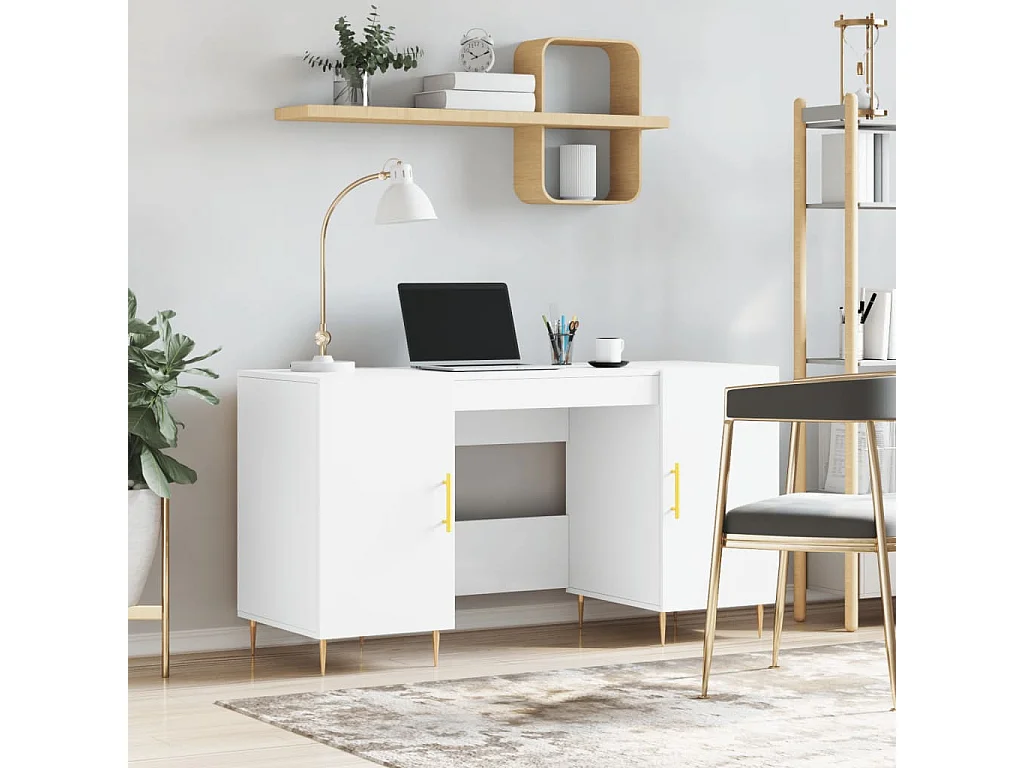 Bureau blanc 140x50x75 cm bois d'ingénierie