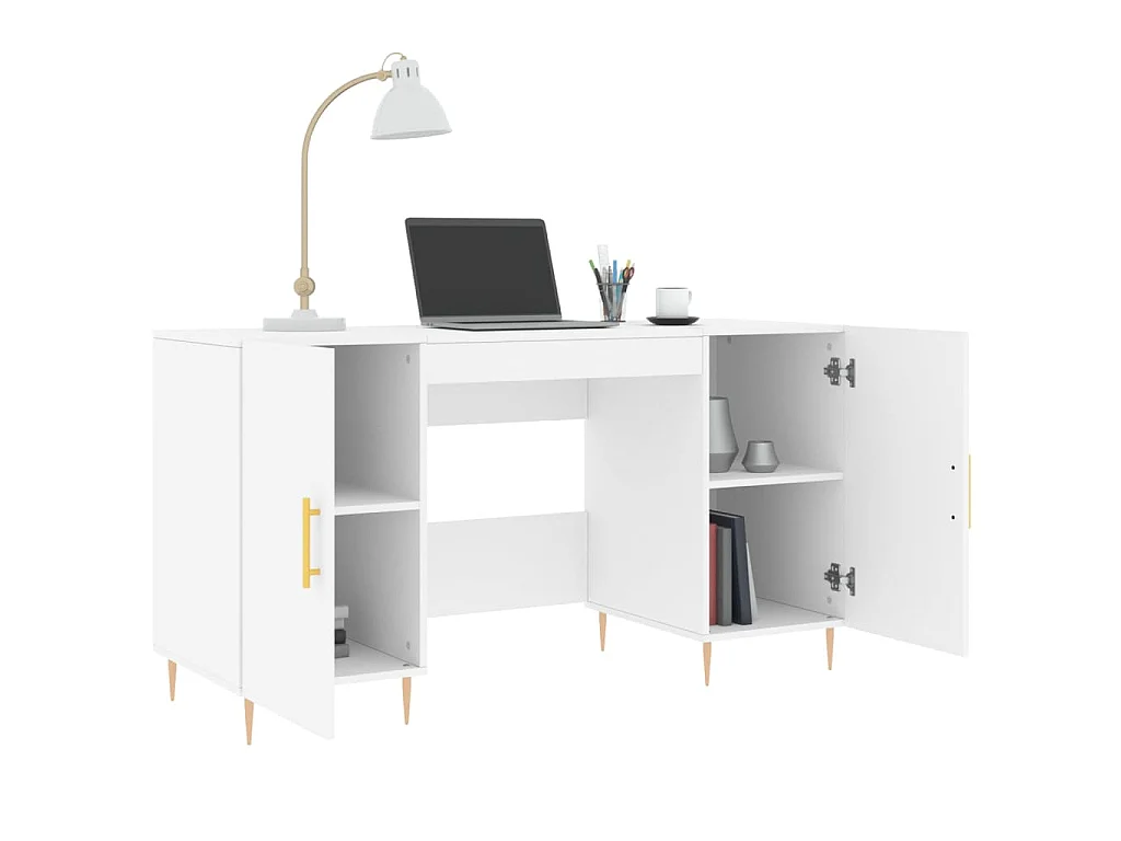 Bureau blanc 140x50x75 cm bois d'ingénierie