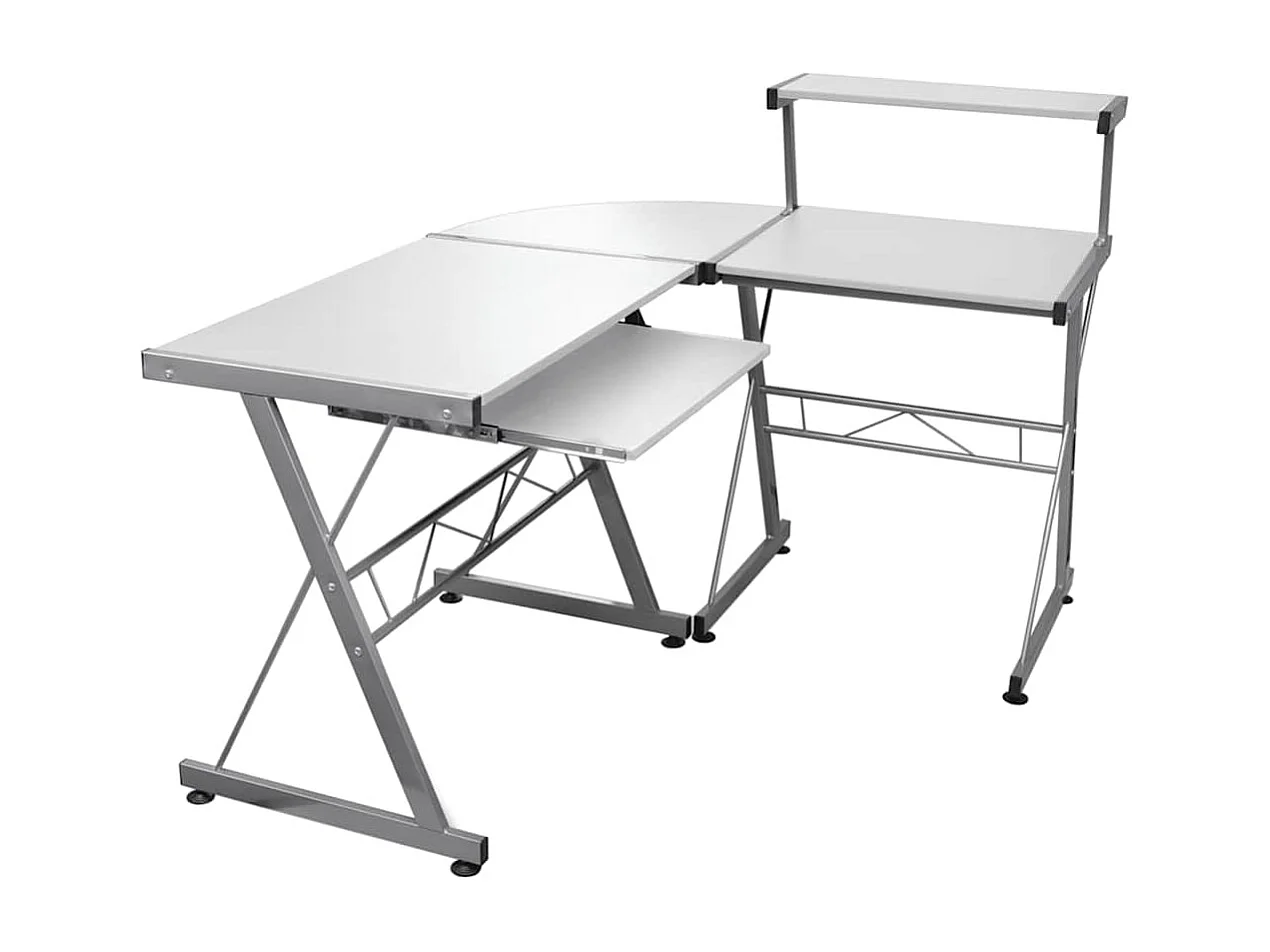 Eck-Computertisch Weiß 132x112x99 cm Holzwerkstoff