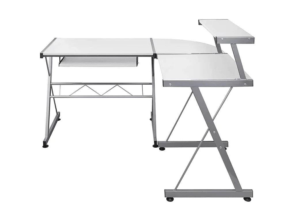 Scrivania Computer Angolare Bianca 132x112x99 Legno Multistrato