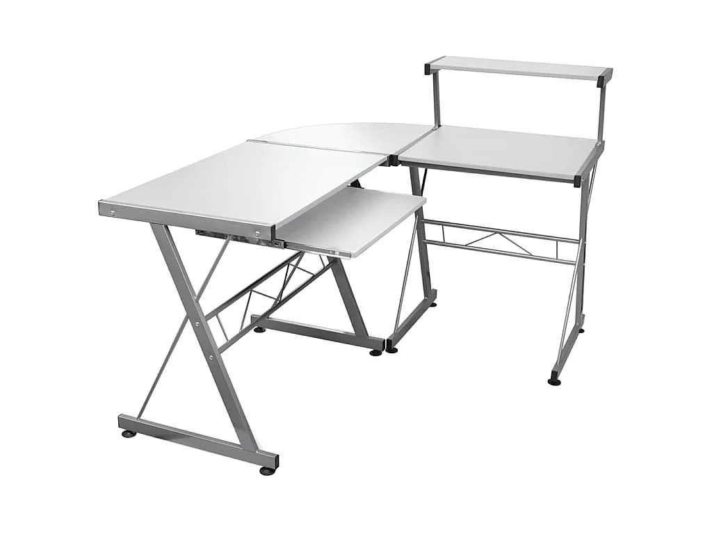 Scrivania Computer Angolare Bianca 132x112x99 Legno Multistrato
