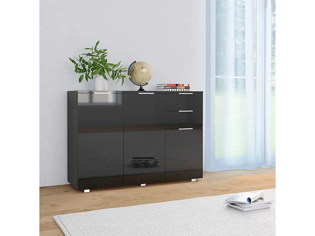 Aparador 107x35x80,5 cm preto brilhante