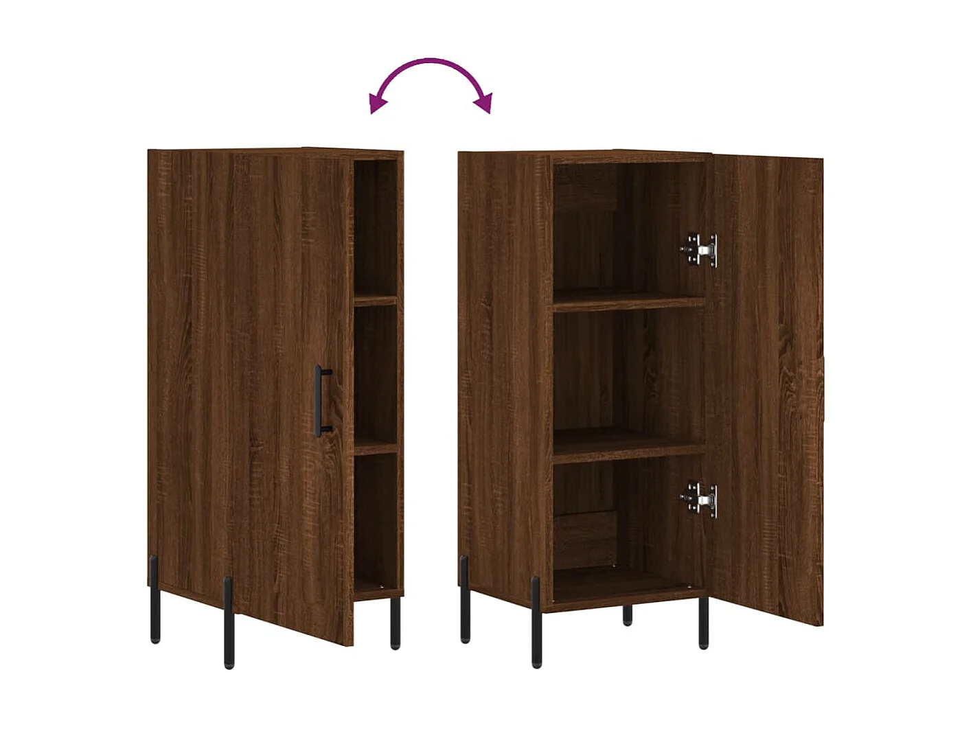 Sideboard Braun Eichen-Optik 34,5x34x90 cm Holzwerkstoff