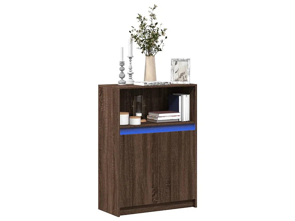 Buffet avec LED chêne marron 72x34x100 cm bois d'ingénierie