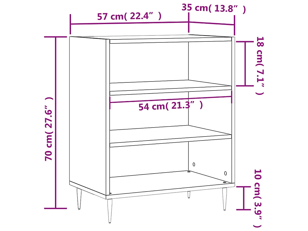 Buffet blanc 57x35x70 cm bois d’ingénierie