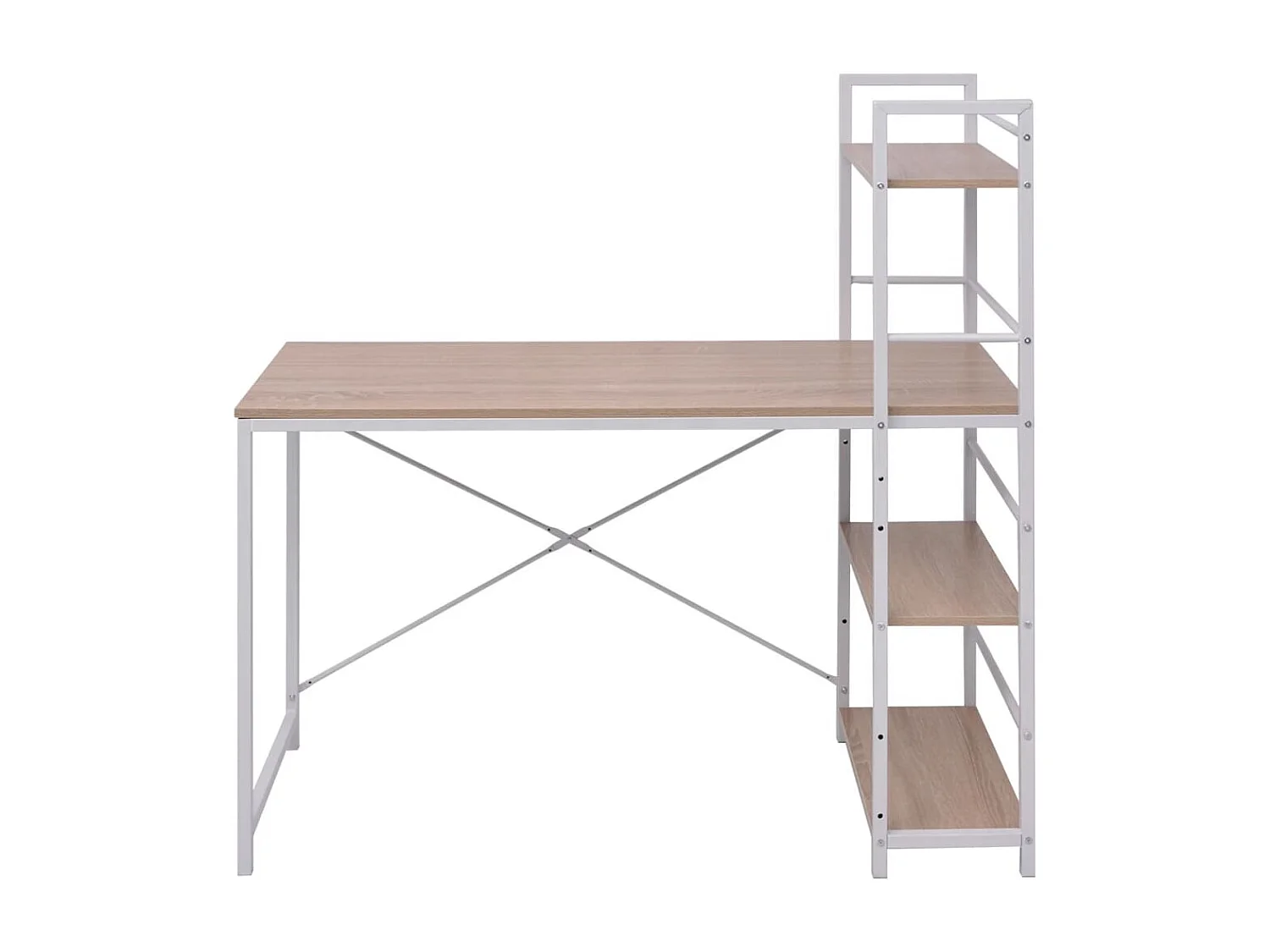 Bureau avec bibliothèque à 4 niveaux chêne
