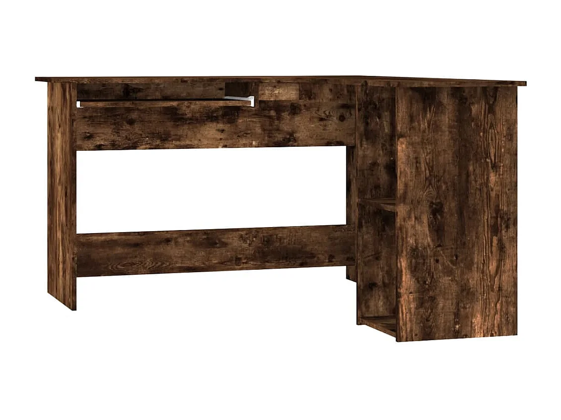 Hoekbureau 120x140x75 cm bewerkt hout gerookt eikenkleurig