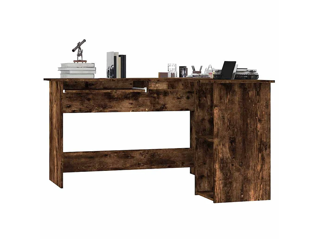 Bureau d'angle chêne fumé 120x140x75 cm bois d'ingénierie