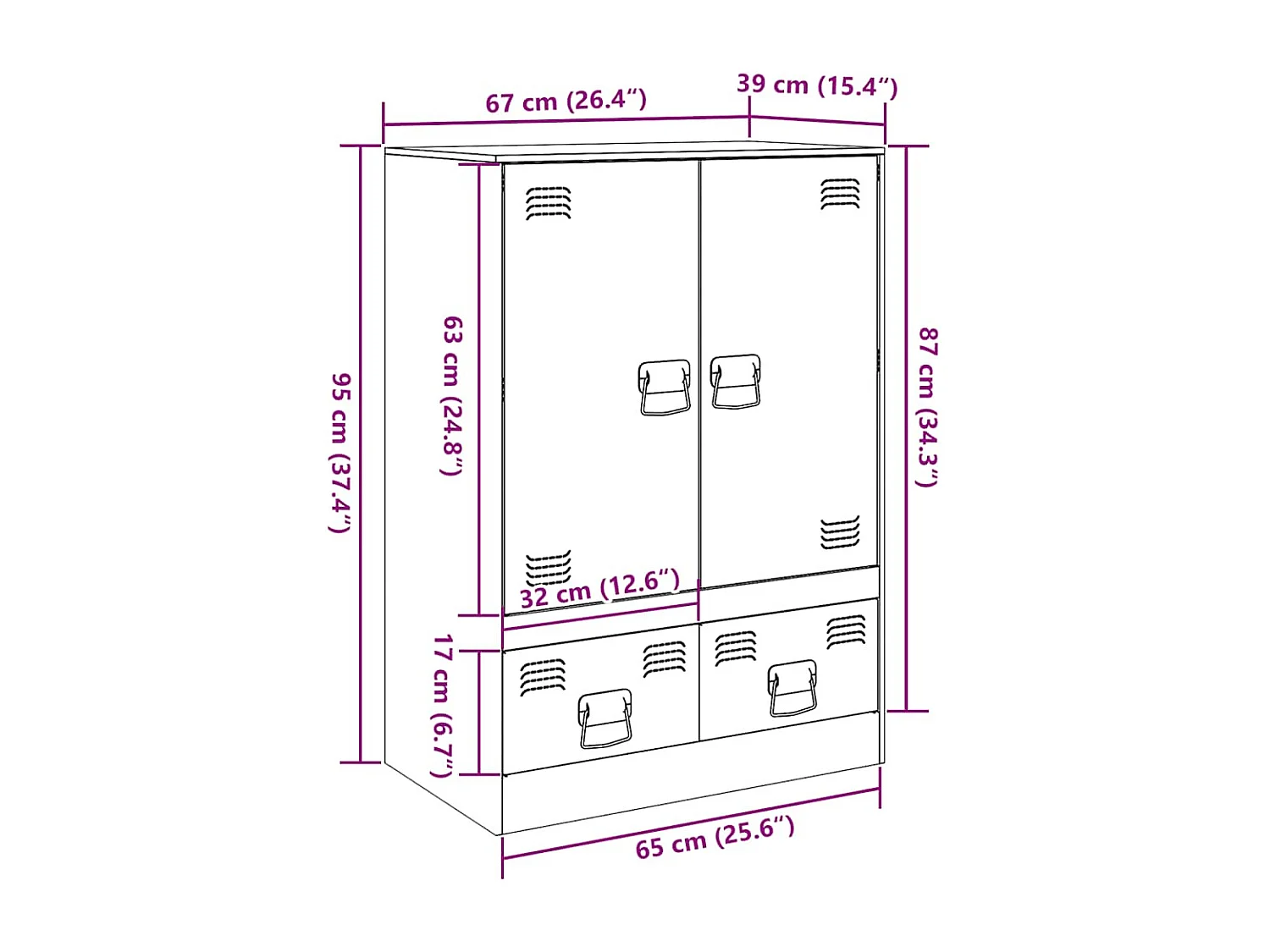 Hoge kast 67x39x95 cm staal mosterdgeel