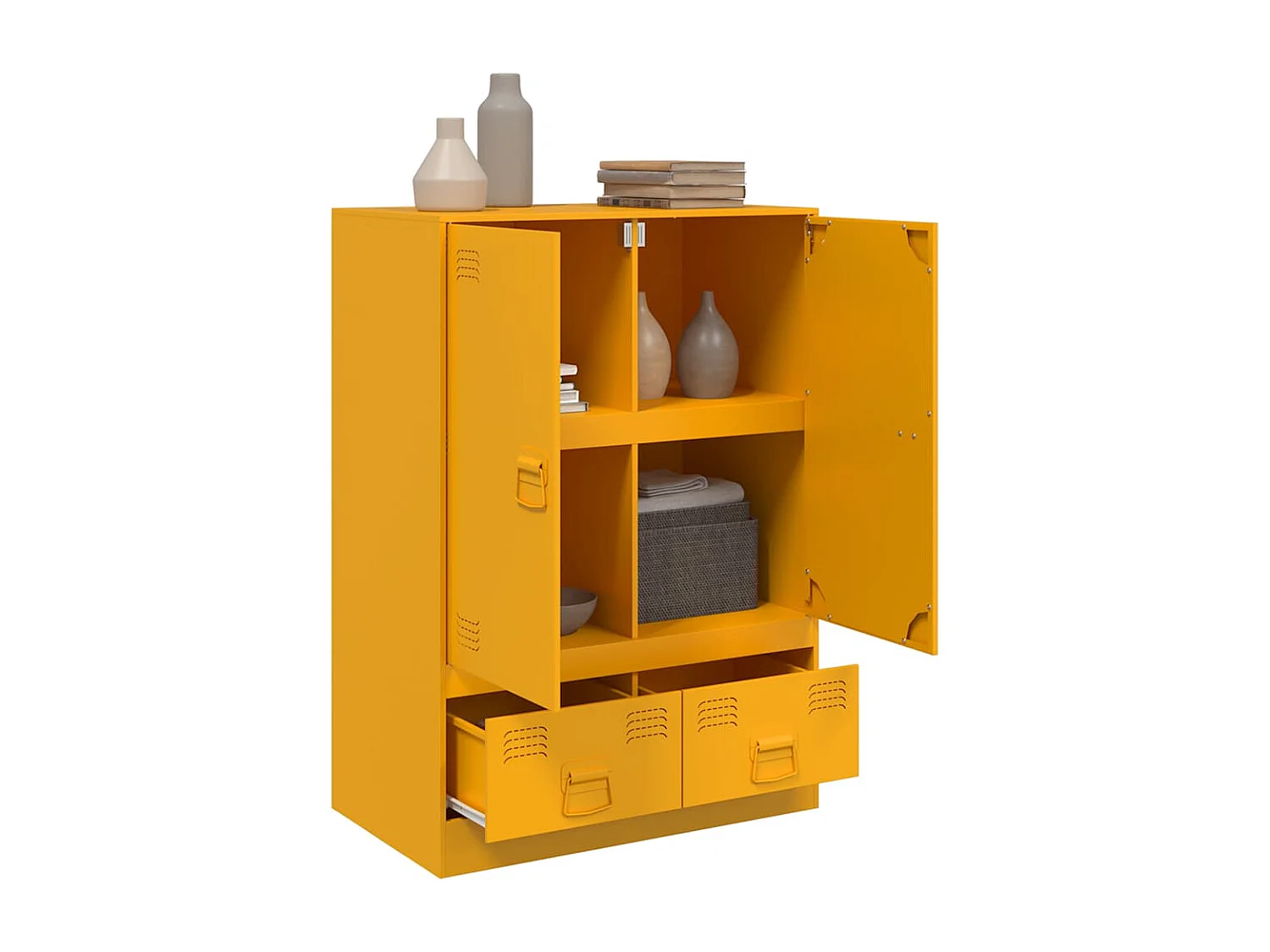 Hoge kast 67x39x95 cm staal mosterdgeel