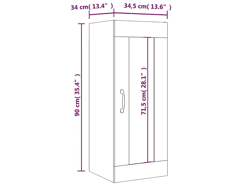 Armoire murale suspendue Gris béton 34,5x34x90 cm