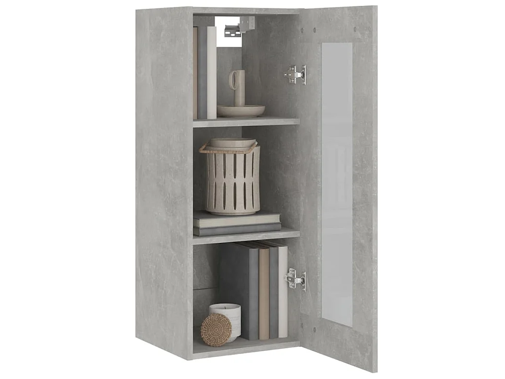 Armoire murale suspendue Gris béton 34,5x34x90 cm