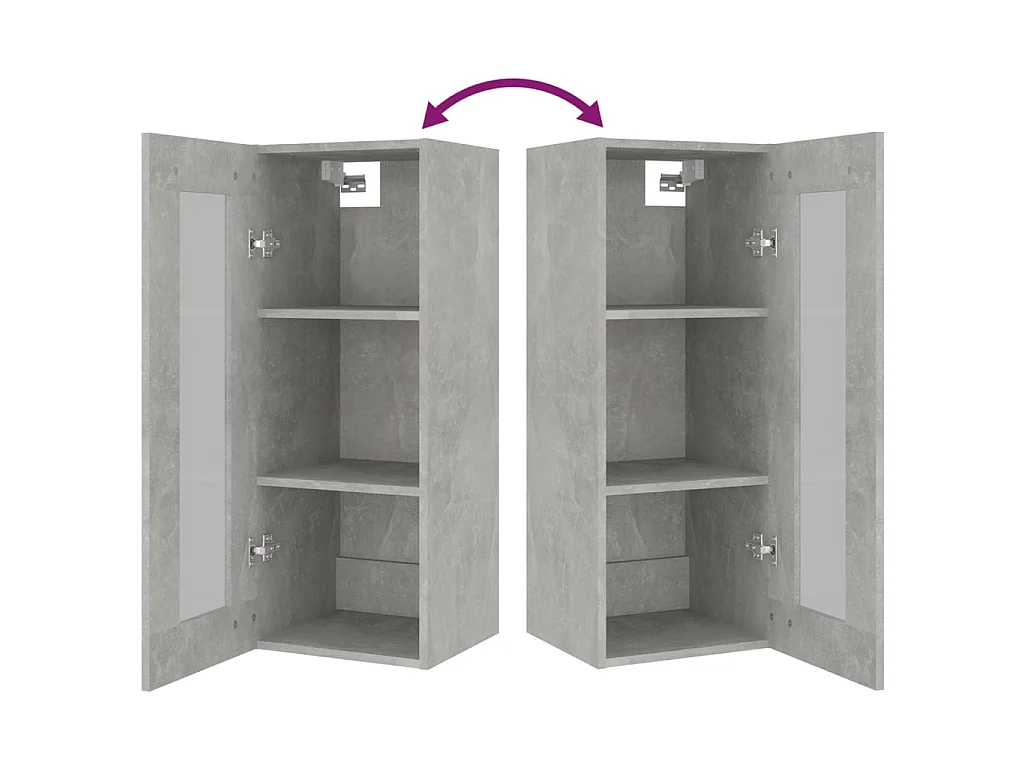 Armoire murale suspendue Gris béton 34,5x34x90 cm
