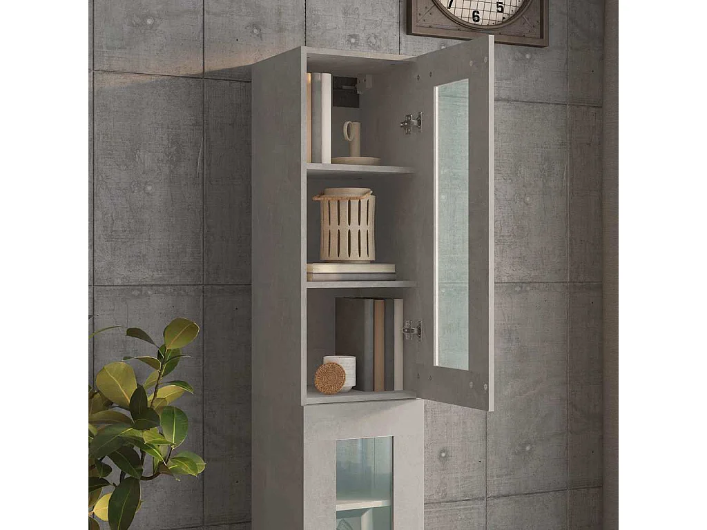 Armoire murale suspendue Gris béton 34,5x34x90 cm