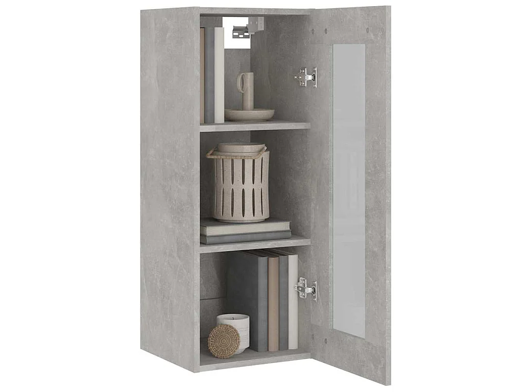 Armoire murale suspendue Gris béton 34,5x34x90 cm