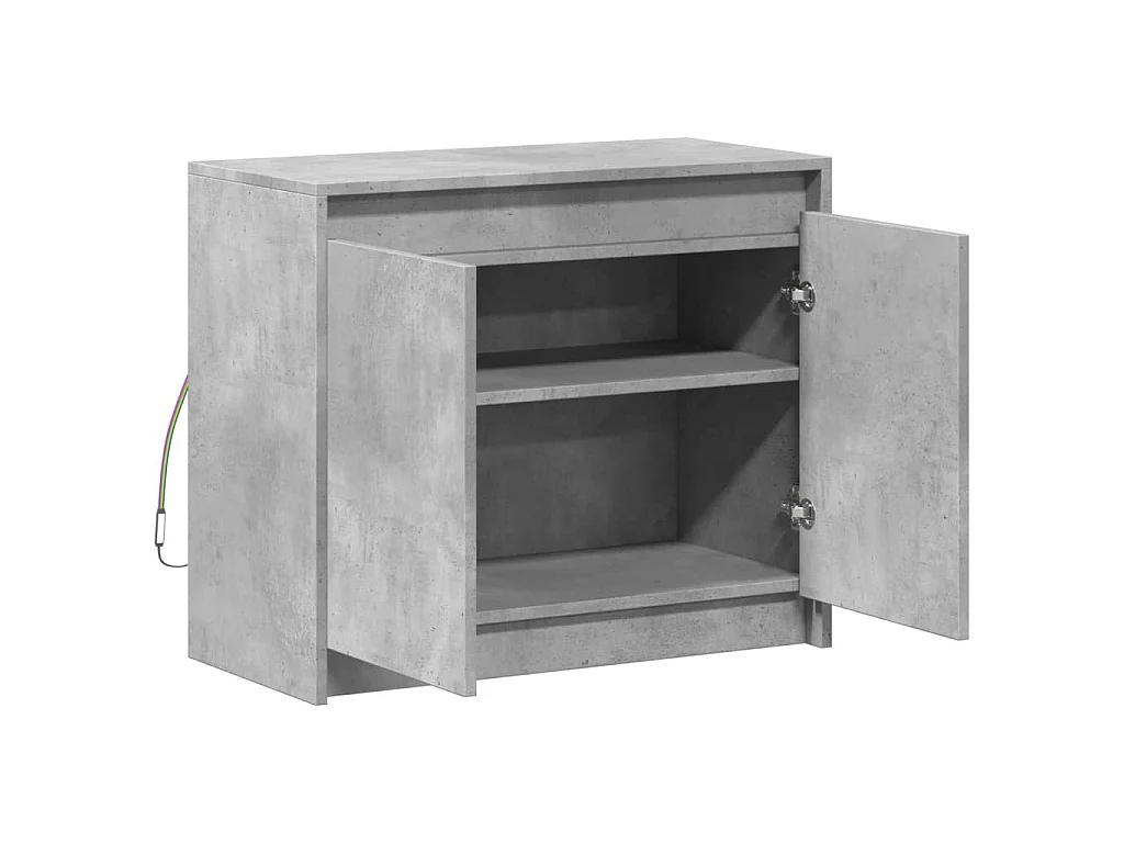 Dressoir met LED 72x34x61 cm bewerkt hout betongrijs