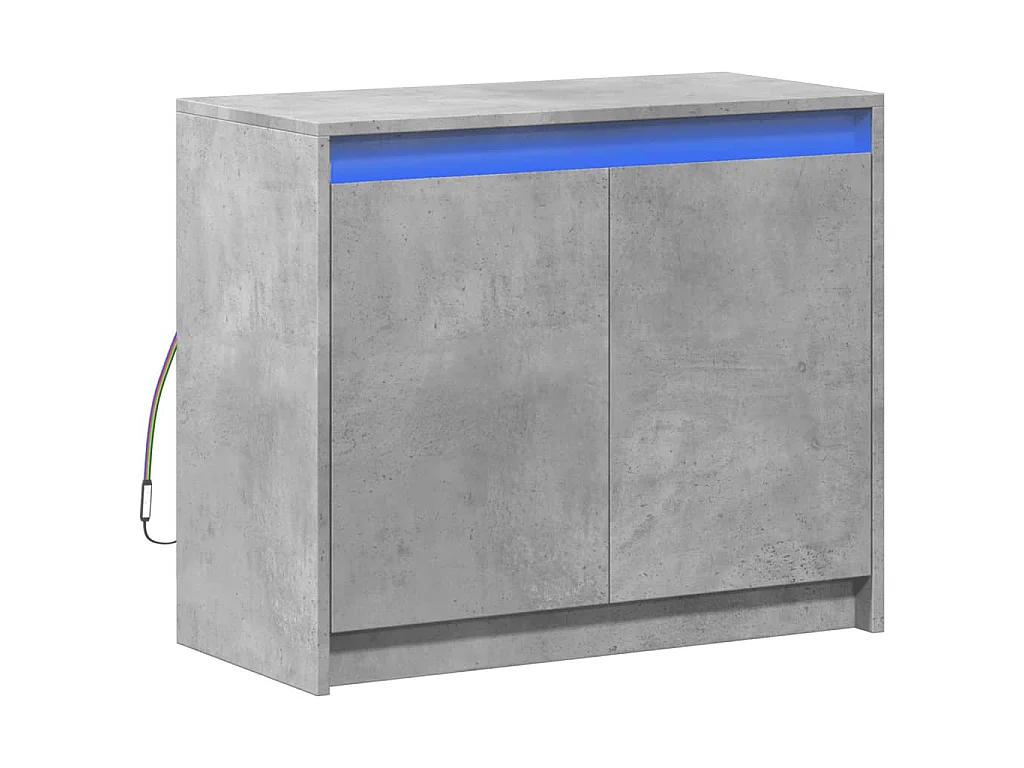 Dressoir met LED 72x34x61 cm bewerkt hout betongrijs