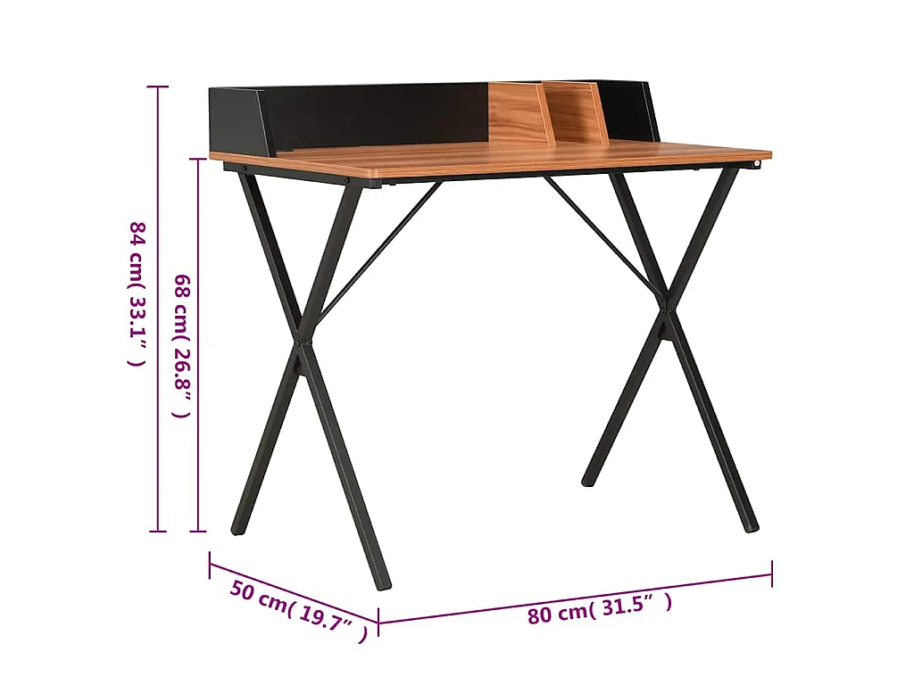 Bureau Noir et marron 80x50x84 cm