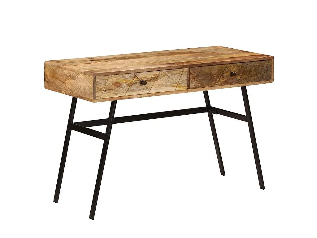 Bureau avec tiroirs Bois solide de manguier 110x50x76 cm