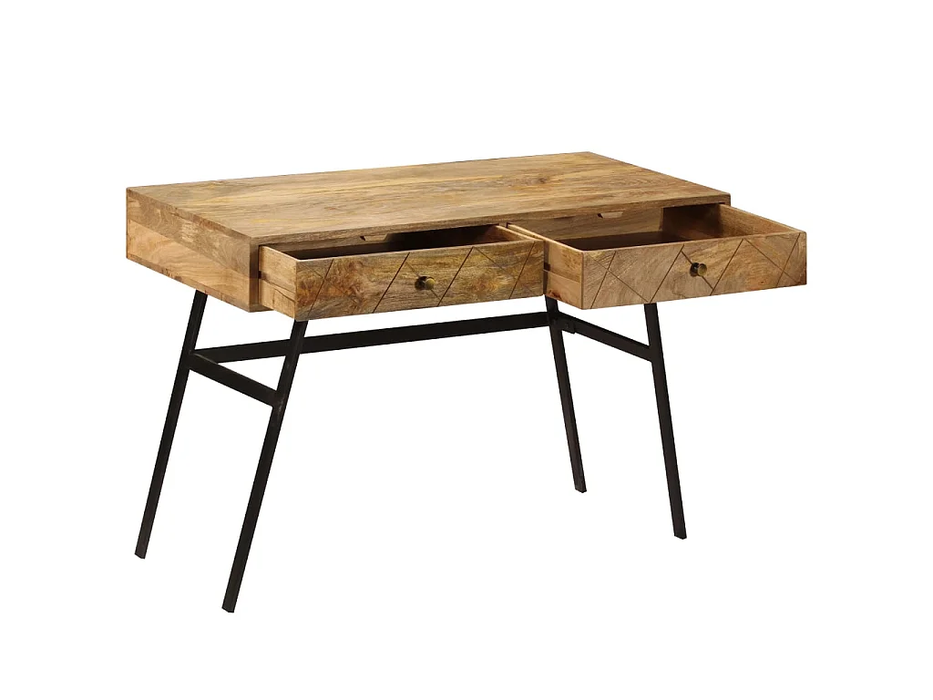 Bureau avec tiroirs Bois solide de manguier 110x50x76 cm