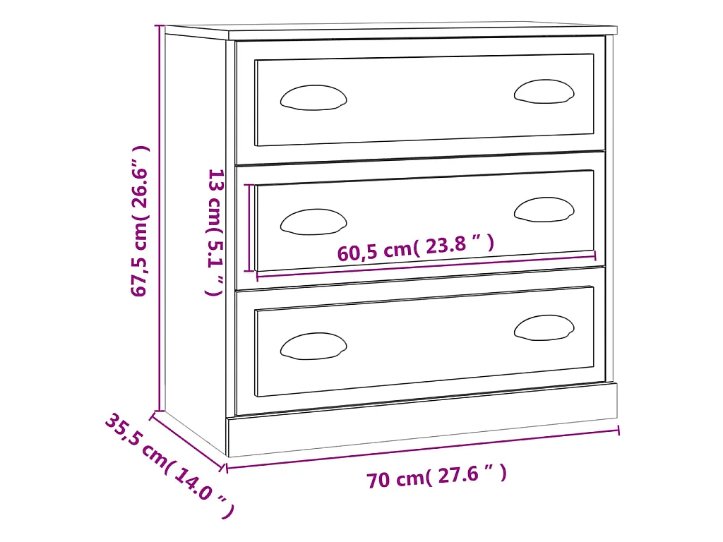 Sideboard Grau Sonoma 70x35,5x67,5 cm Holzwerkstoff