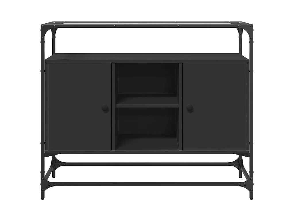 Aparador c/ tampo de vidro 98x35x81 cm derivados madeira preto