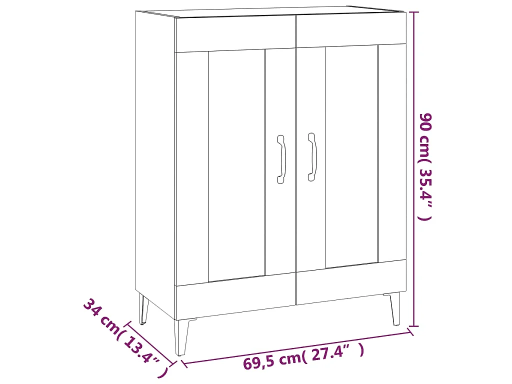 Buffet sonoma gris 69,5x34x90 cm bois d'ingénierie