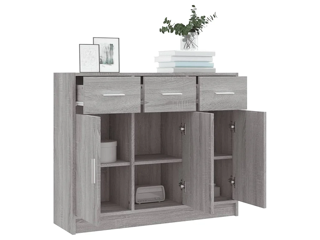 Buffet sonoma gris 91x28x75 cm bois d'ingénierie