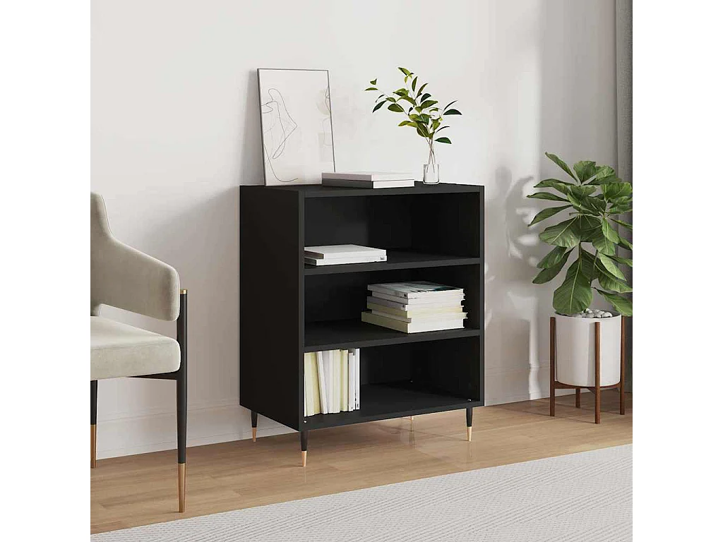 Buffet noir 57x35x70 cm bois d’ingénierie