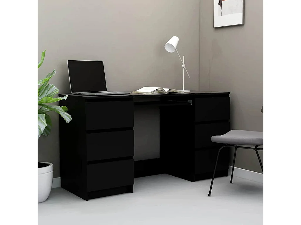 Schrijftafel 140x50x77 cm bewerkt hout zwart
