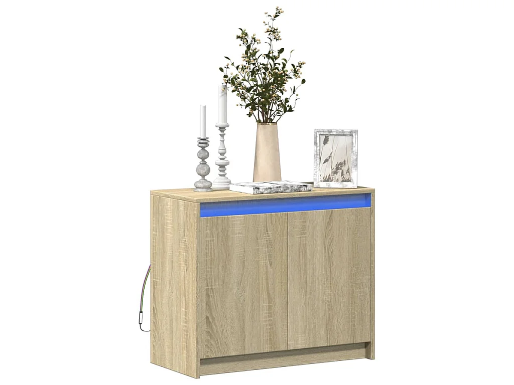 Dressoir met LED 72x34x61 cm bewerkt hout sonoma eikenkleurig