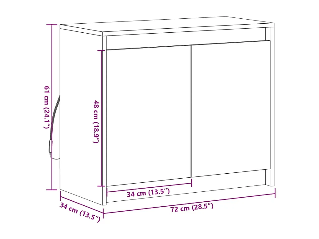 Dressoir met LED 72x34x61 cm bewerkt hout sonoma eikenkleurig