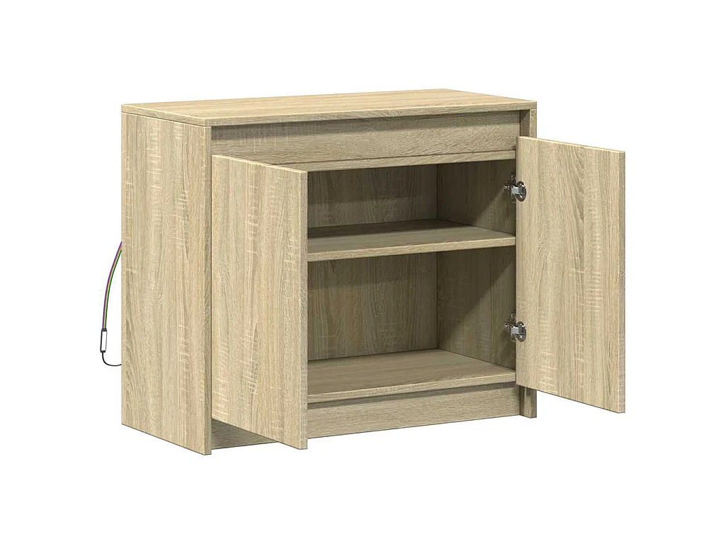 Dressoir met LED 72x34x61 cm bewerkt hout sonoma eikenkleurig