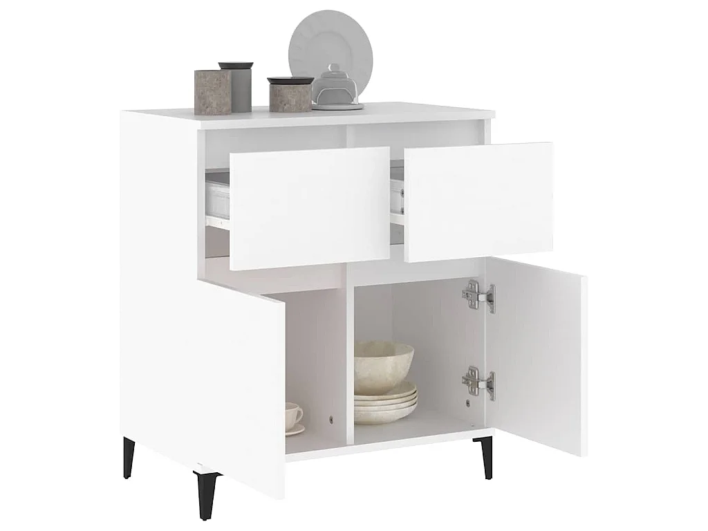 Dressoir 60x35x70 cm bewerkt hout wit