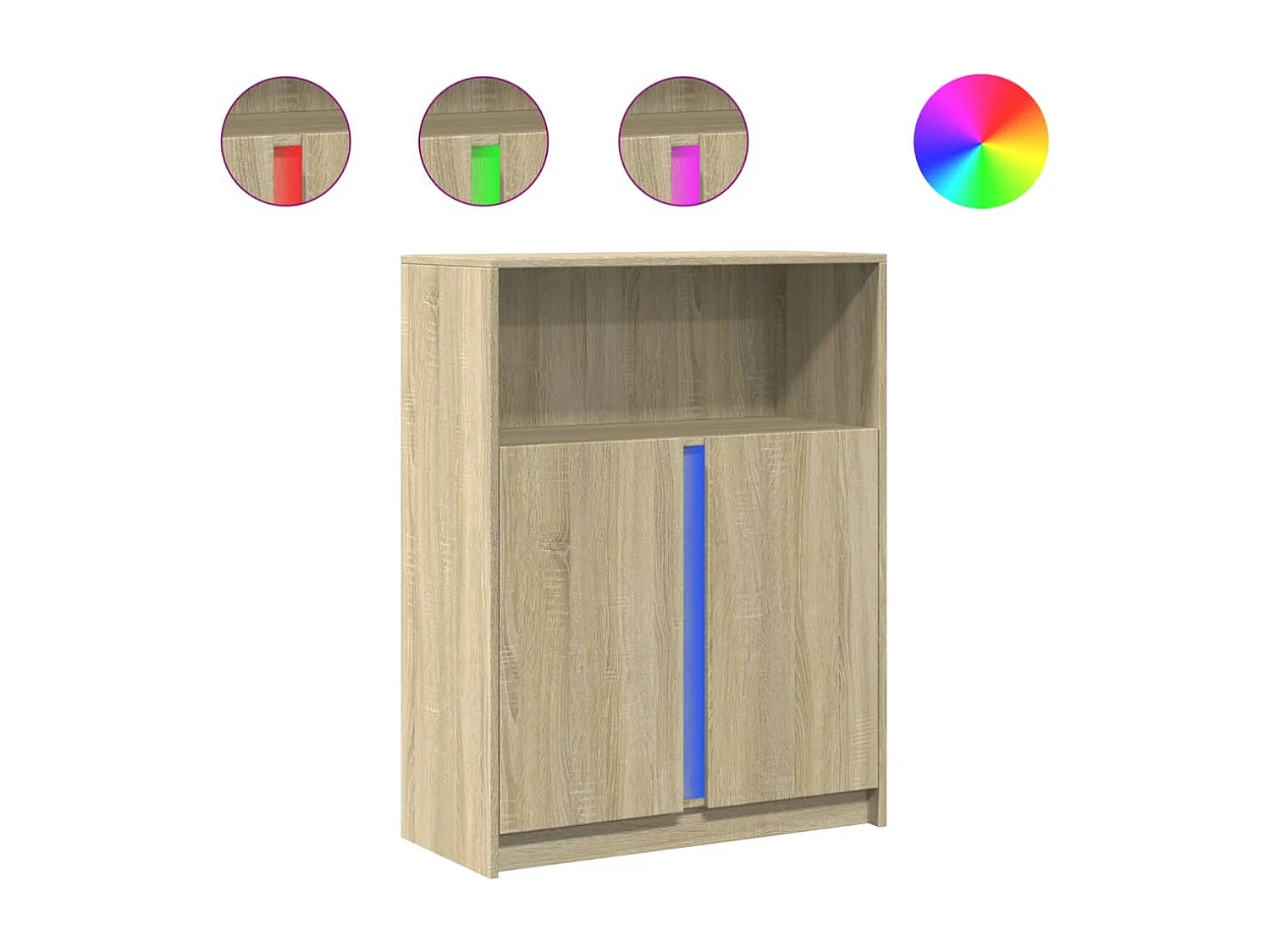 LED-Sideboard Sonoma-Eiche 77x34x100 cm Holzwerkstoff