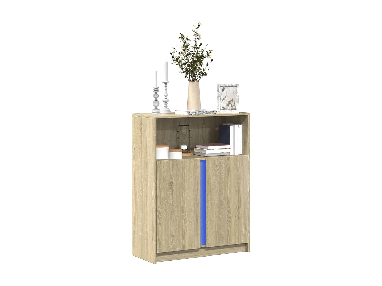 LED-Sideboard Sonoma-Eiche 77x34x100 cm Holzwerkstoff