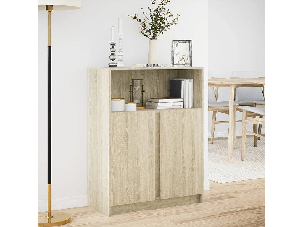 LED-Sideboard Sonoma-Eiche 77x34x100 cm Holzwerkstoff
