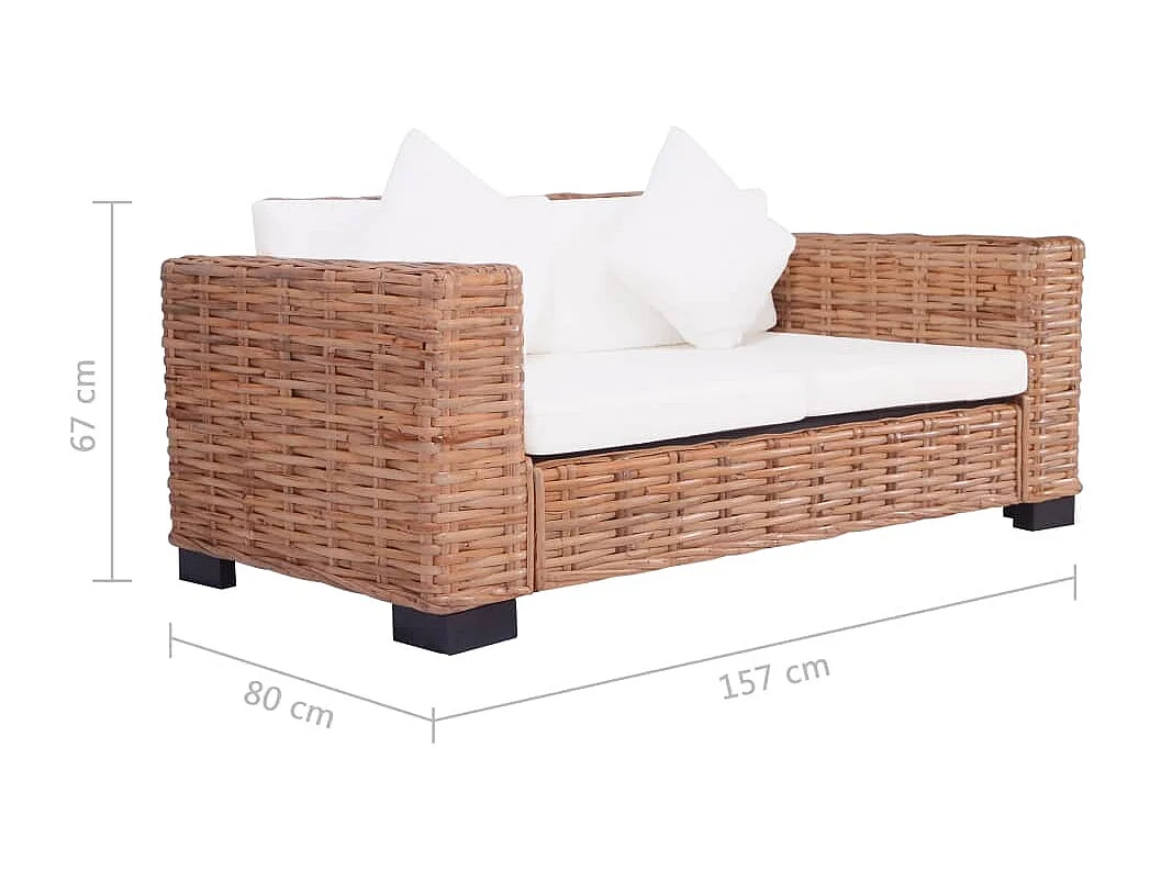 Ensemble de canapés 15 pcs Rotin naturel