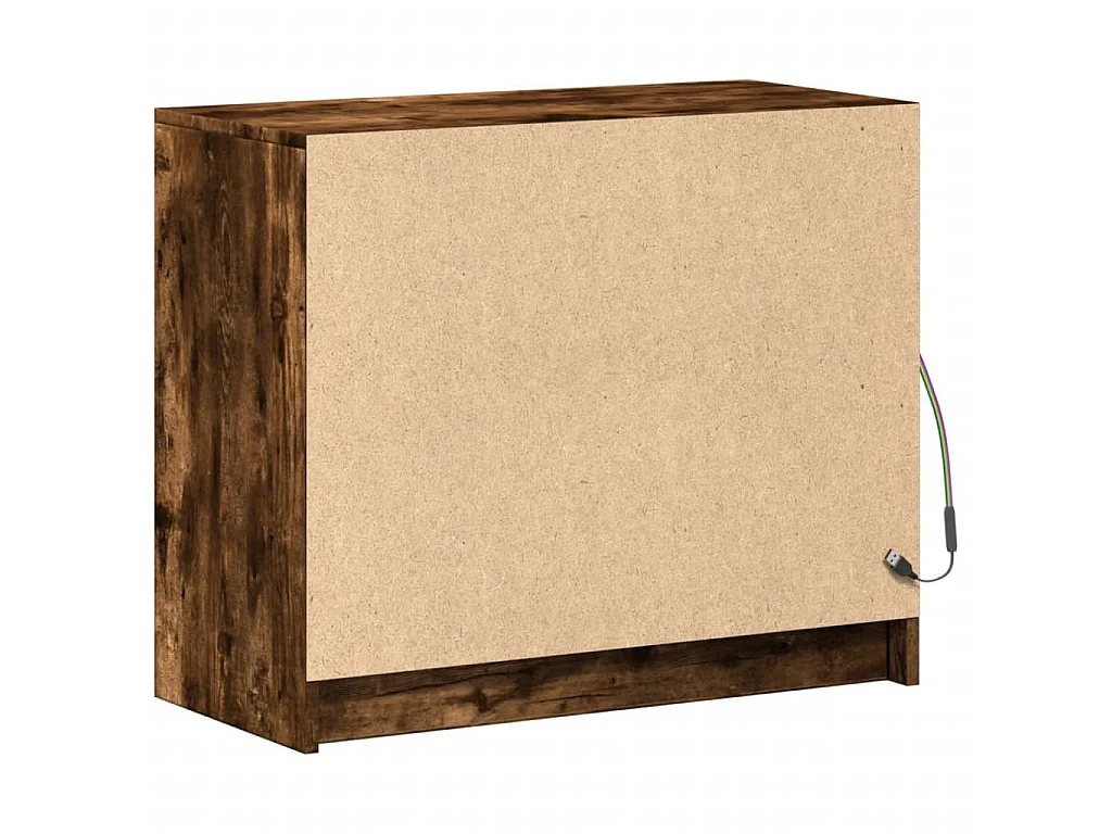 Dressoir met LED 72x34x61 cm bewerkt hout gerookt eikenkleurig