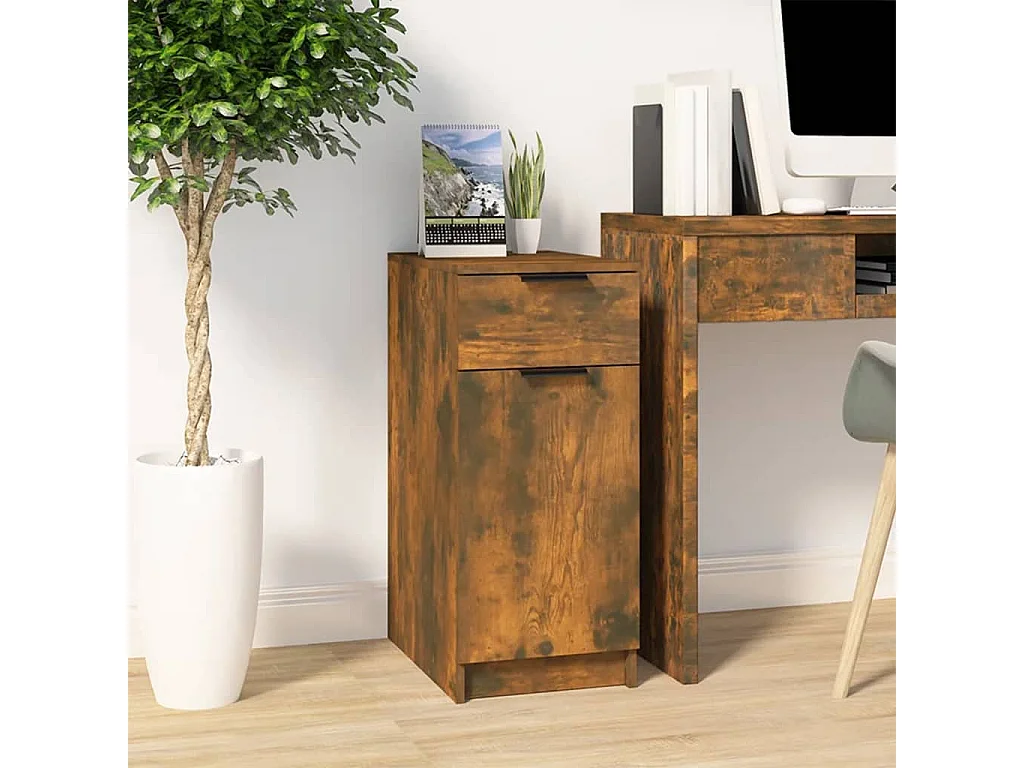 Bureaukast 33,5x50x75 cm bewerkt hout gerookt eikenkleurig