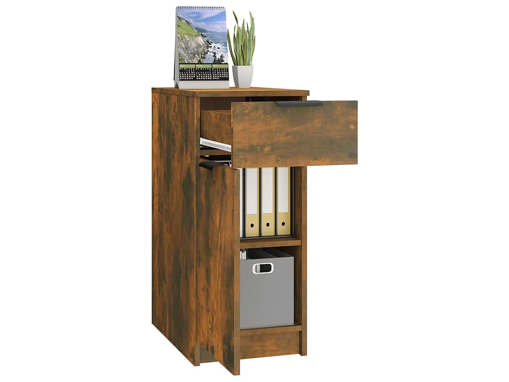 Bureaukast 33,5x50x75 cm bewerkt hout gerookt eikenkleurig