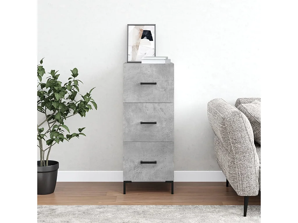 Buffet Gris béton 34,5x34x90 cm Bois d'ingénierie