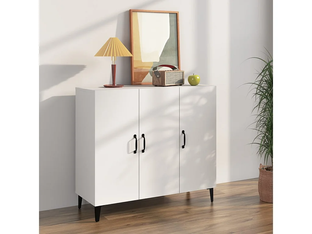 Buffet blanc 90x34x80 cm bois d'ingénierie