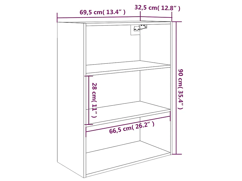 Armoire murale suspendue Gris béton 69,5x32,5x90 cm