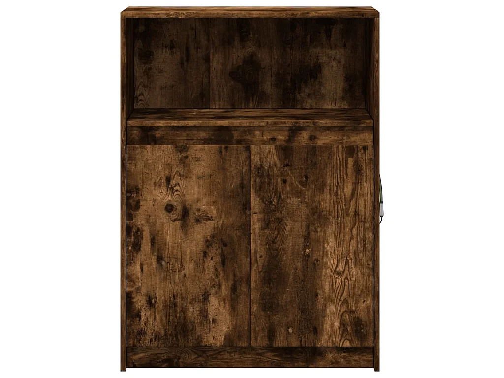 Buffet avec LED chêne fumé 72x34x100 cm bois d'ingénierie