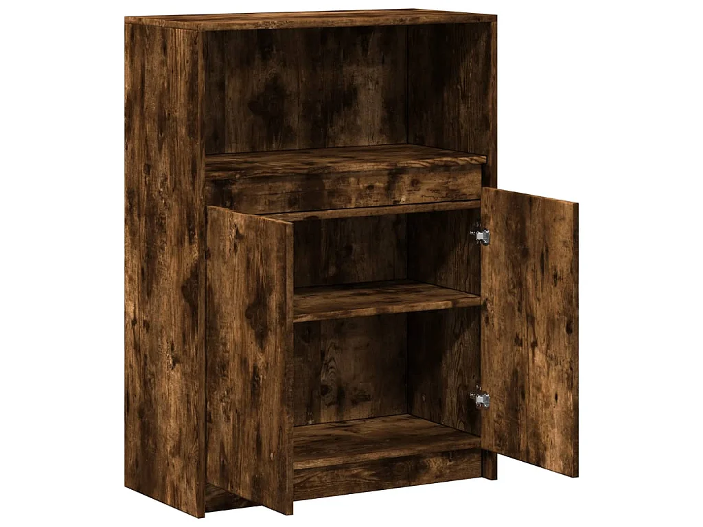 Buffet avec LED chêne fumé 72x34x100 cm bois d'ingénierie