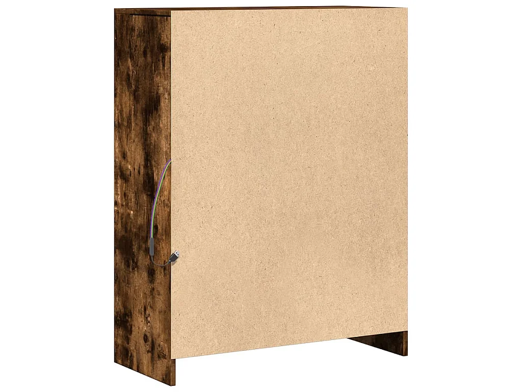 Aparador con LED madera ingeniería roble ahumado 77x34x100 cm