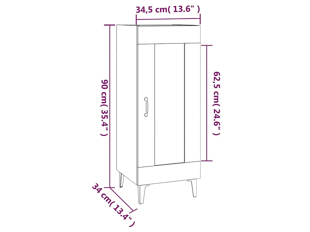 Buffet Gris béton 34,5x34x90 cm Bois d'ingénierie