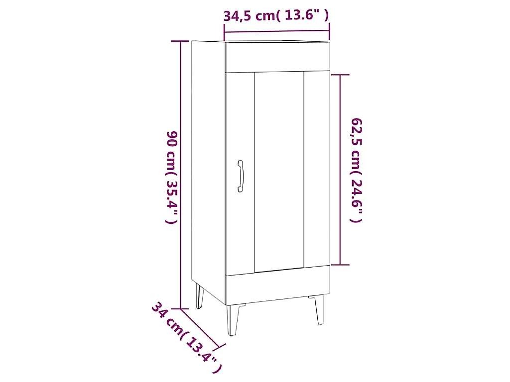 Buffet Gris béton 34,5x34x90 cm Bois d'ingénierie