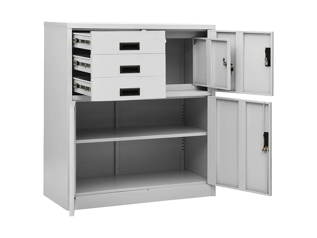 Armadio per Ufficio Grigio Chiaro 90x40x102 cm in Acciaio